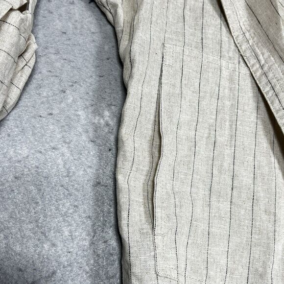 Max Studio Drape Front Womens Size Small Ivory Linen-Blend Jacket Striped - Picture 7 of 11